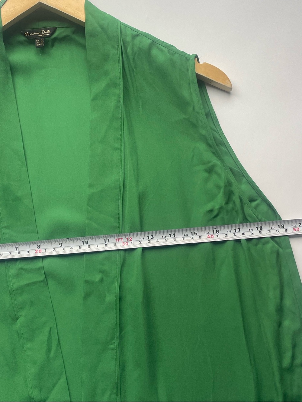Massimo Dutti Silk Green Wrap Caftan Dress Midi Relaxed Fit Medium - Picture 6 of 8